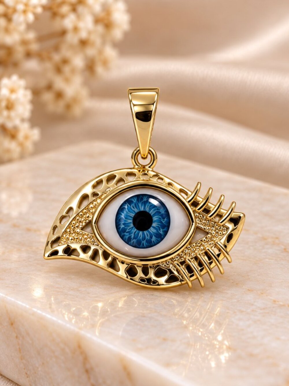 Gold Tone Blue Evil Eye Pendant-Statement Charm- NEW 🧿